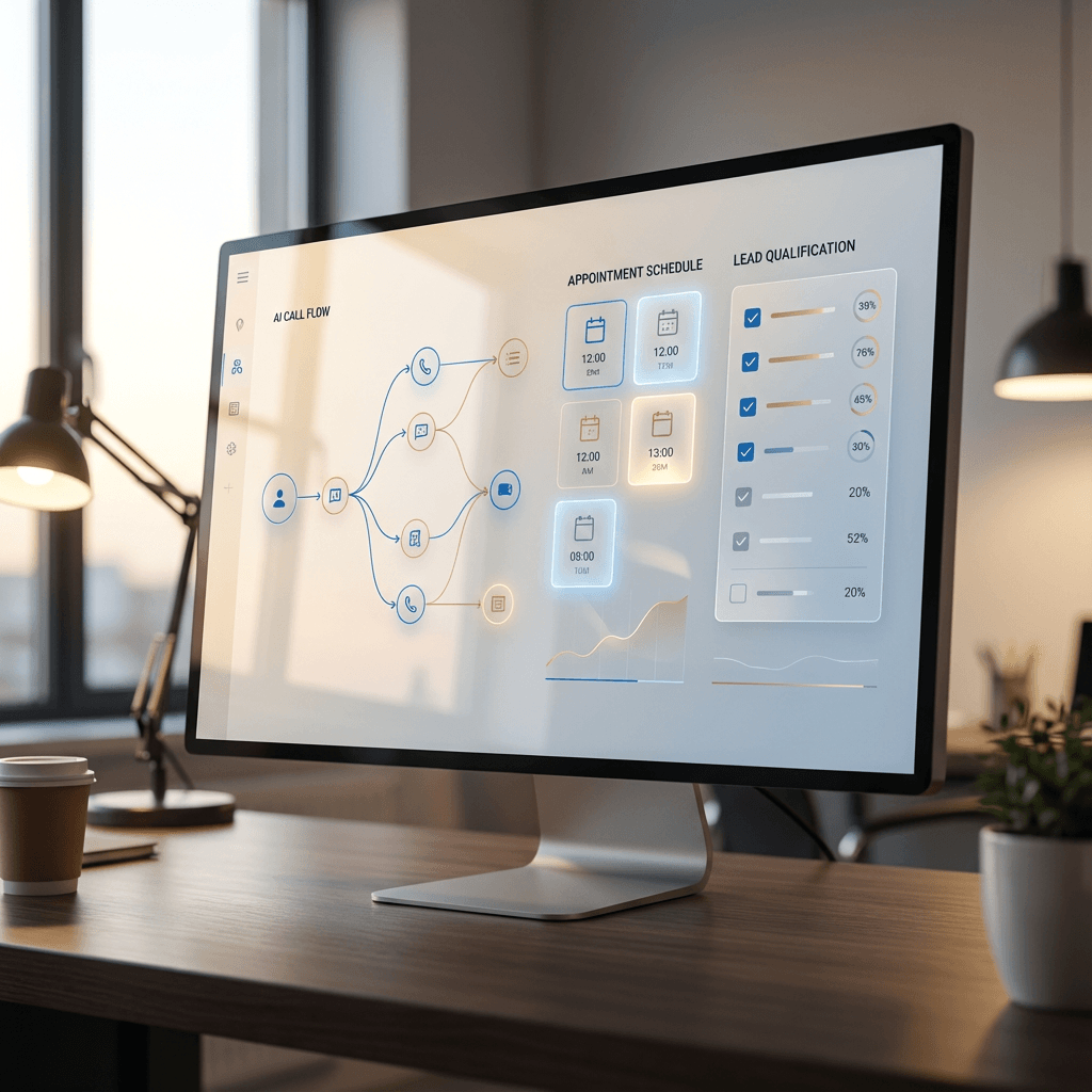 Tool for phone, calendar, CRM, and analytics connected by clean lines. Tool for phone, calendar, CRM, and analytics connected by clean lines.