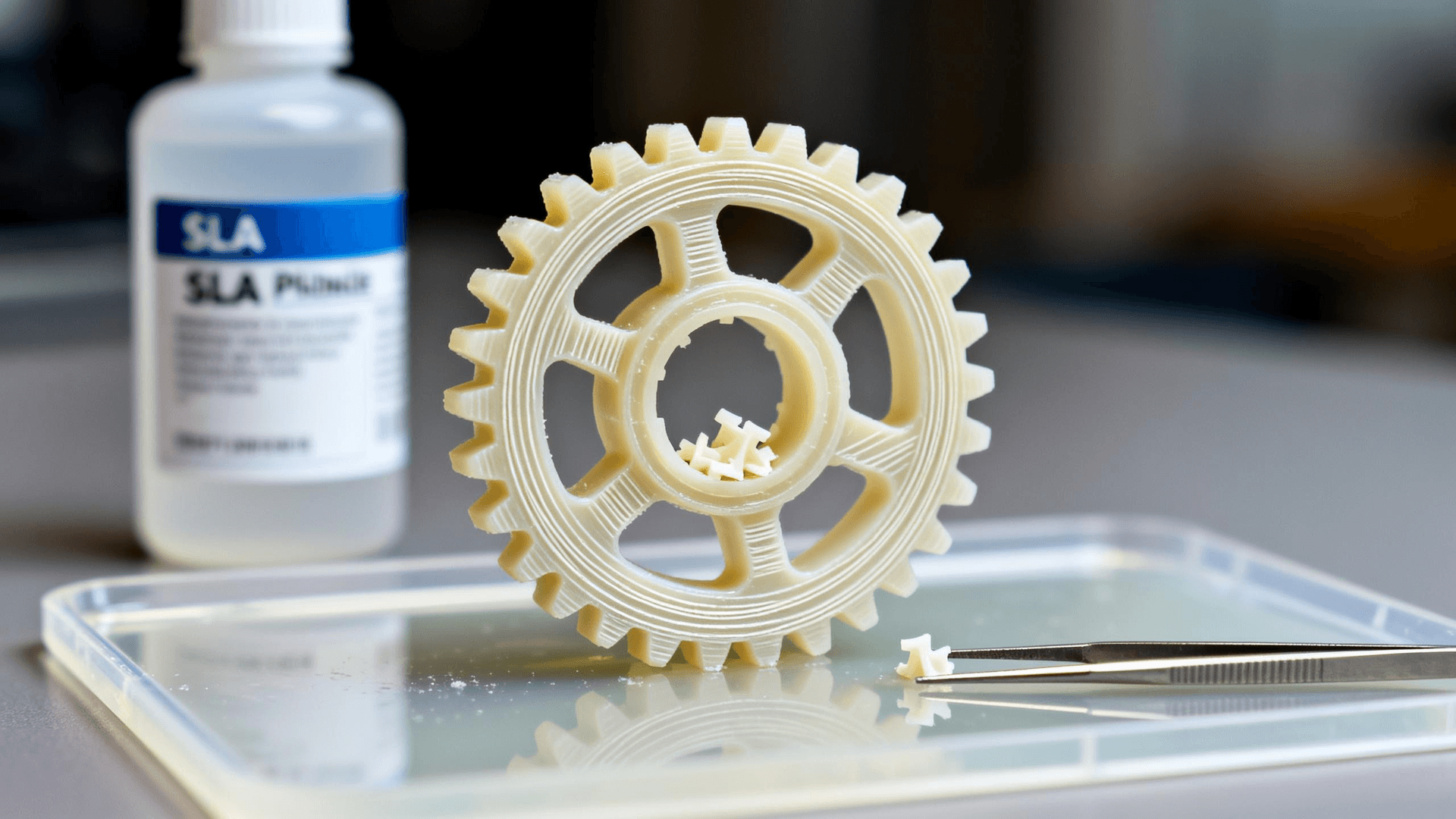 3D Printed Prototype with Layer Lines & Support Structures