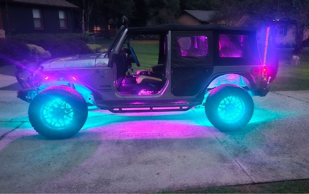 Wheel and whip light installation