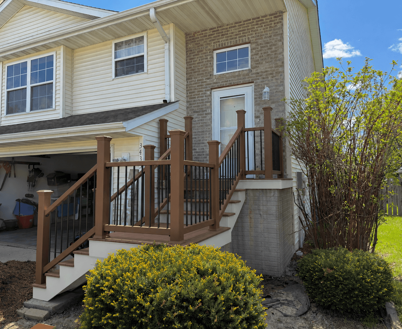Brand new composite deck and stairs built by Urban Edge in Cedar Rapids