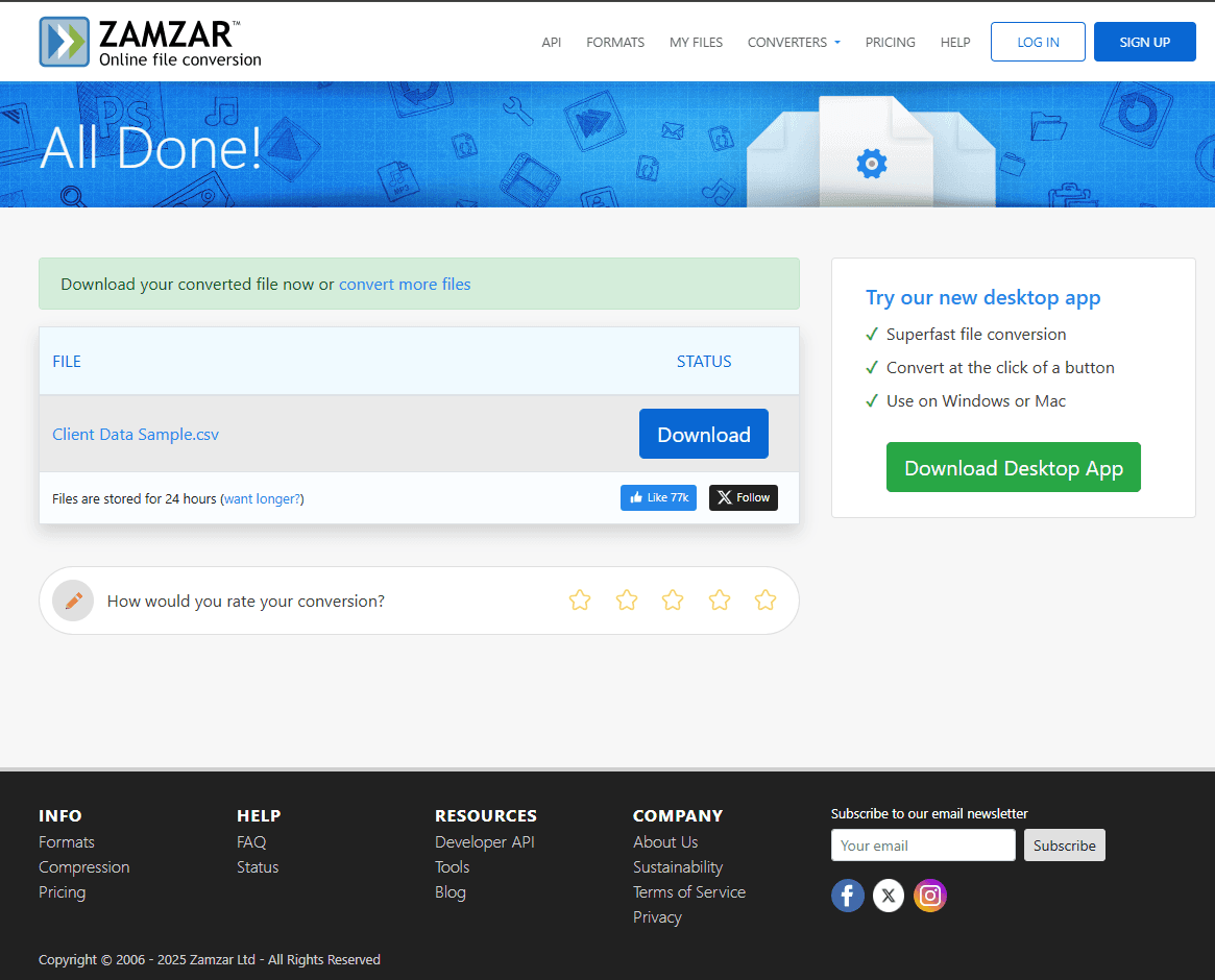 Online free PDF to CSV conversion tool failed Online free PDF to CSV conversion tool failed