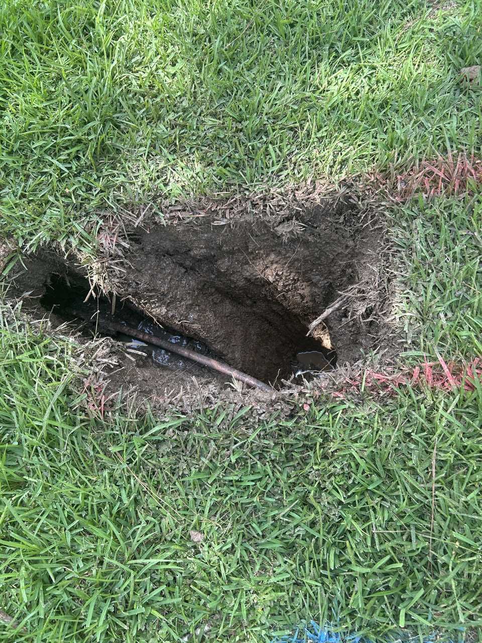 Marked excavation on private property after private utility locating