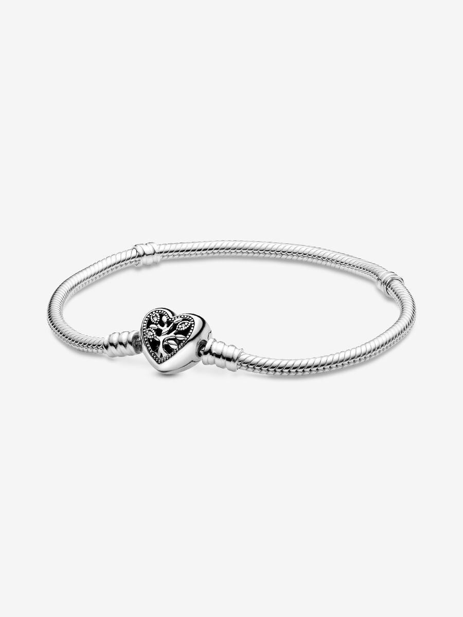 Bracelet Maille Serpent Fermoir Cœur Arbre de Vie Argent Massif
