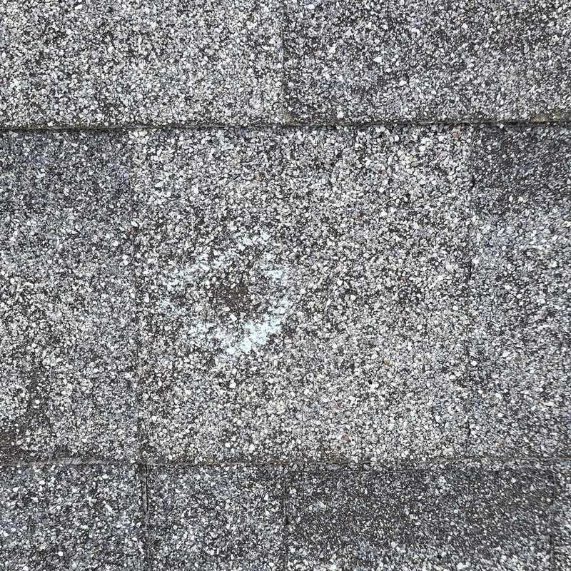 Hail hit circled in chalk