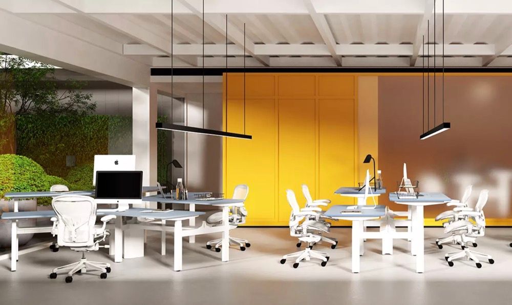 Integrated Office Solution with Electric Height-Adjustable Desk