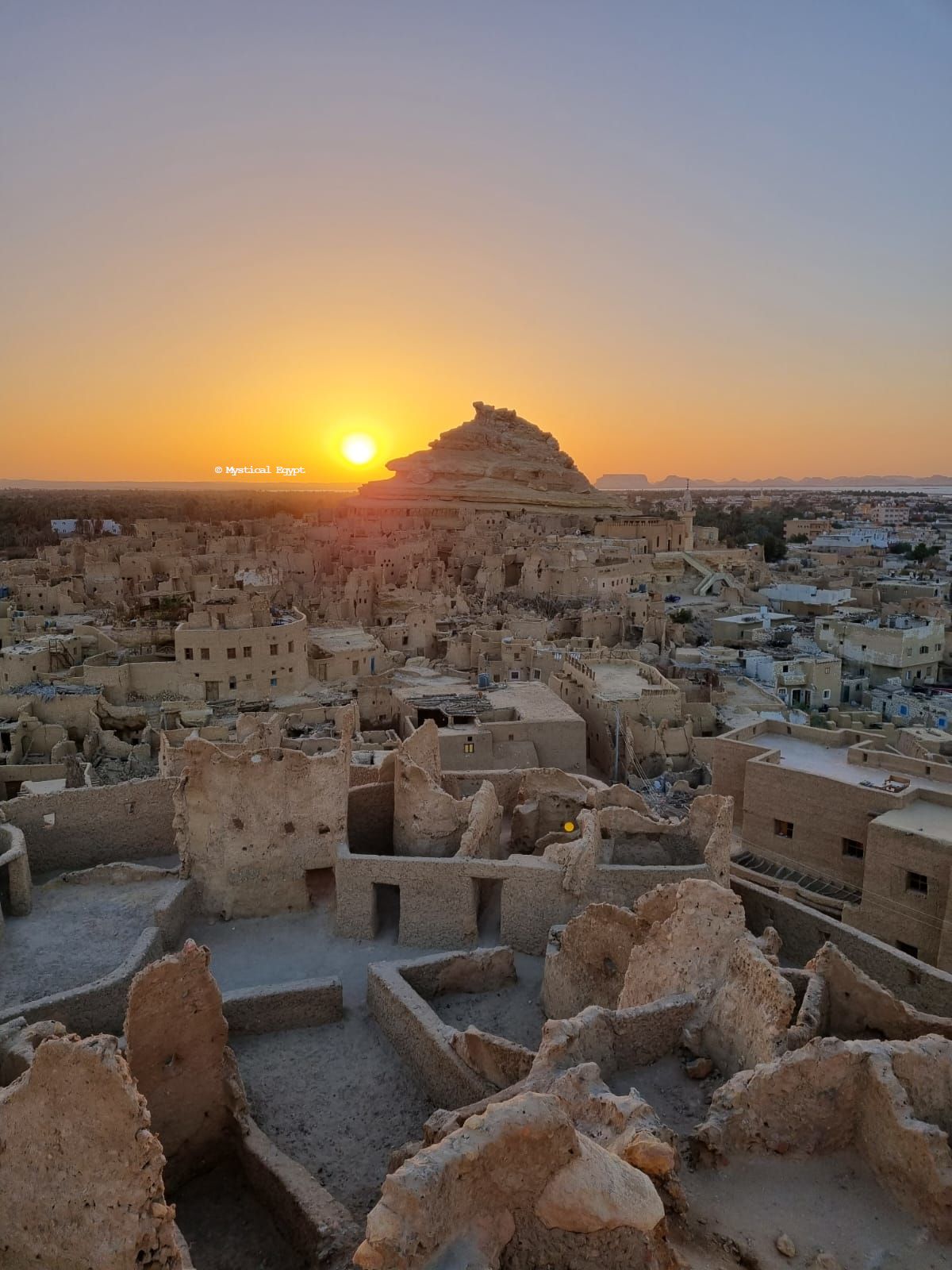 Panoramic View to an Old Shali Mountain village in Siwa Oasis, Egypt