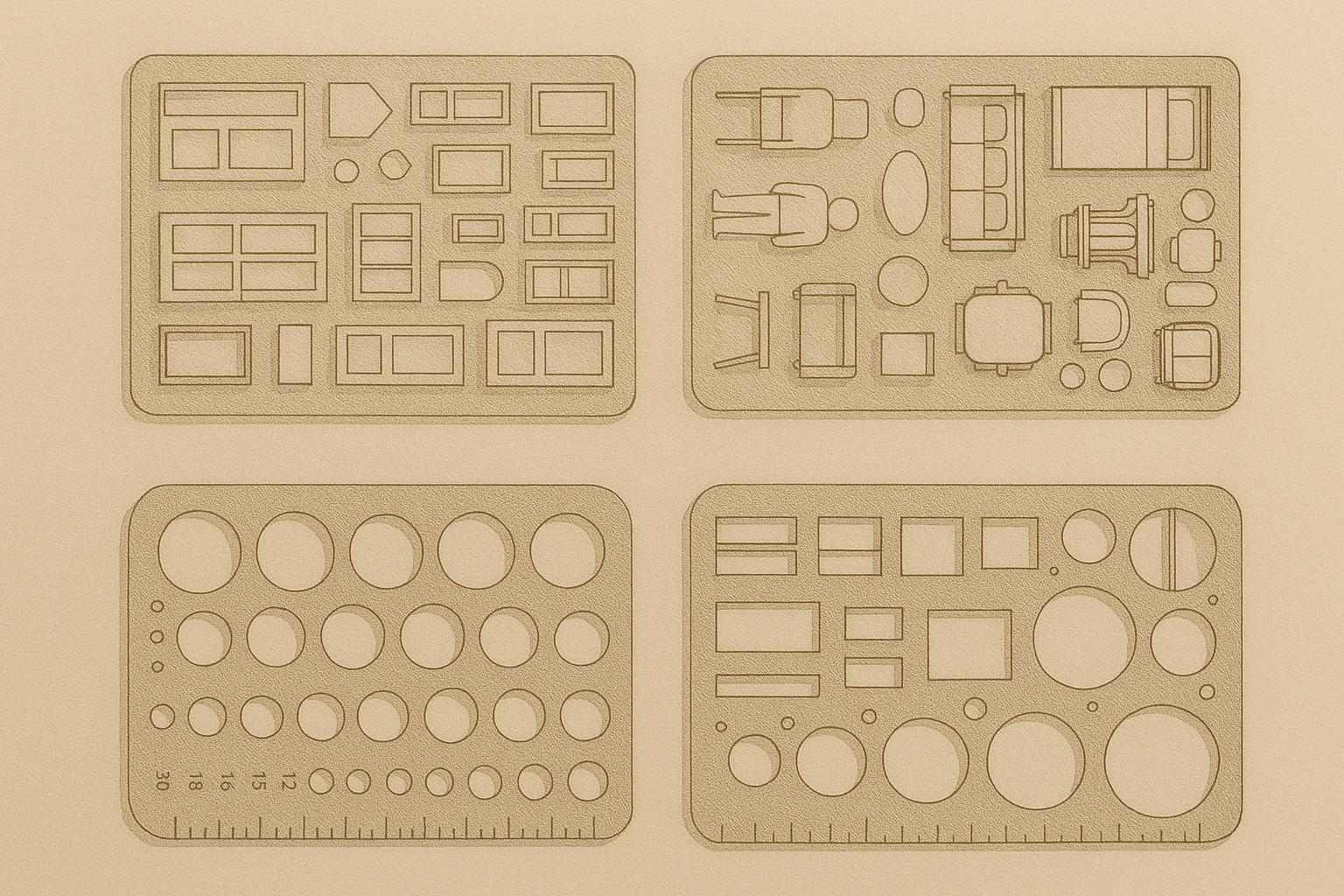 Architectural Templates to Help Sketching and Manual Drafting