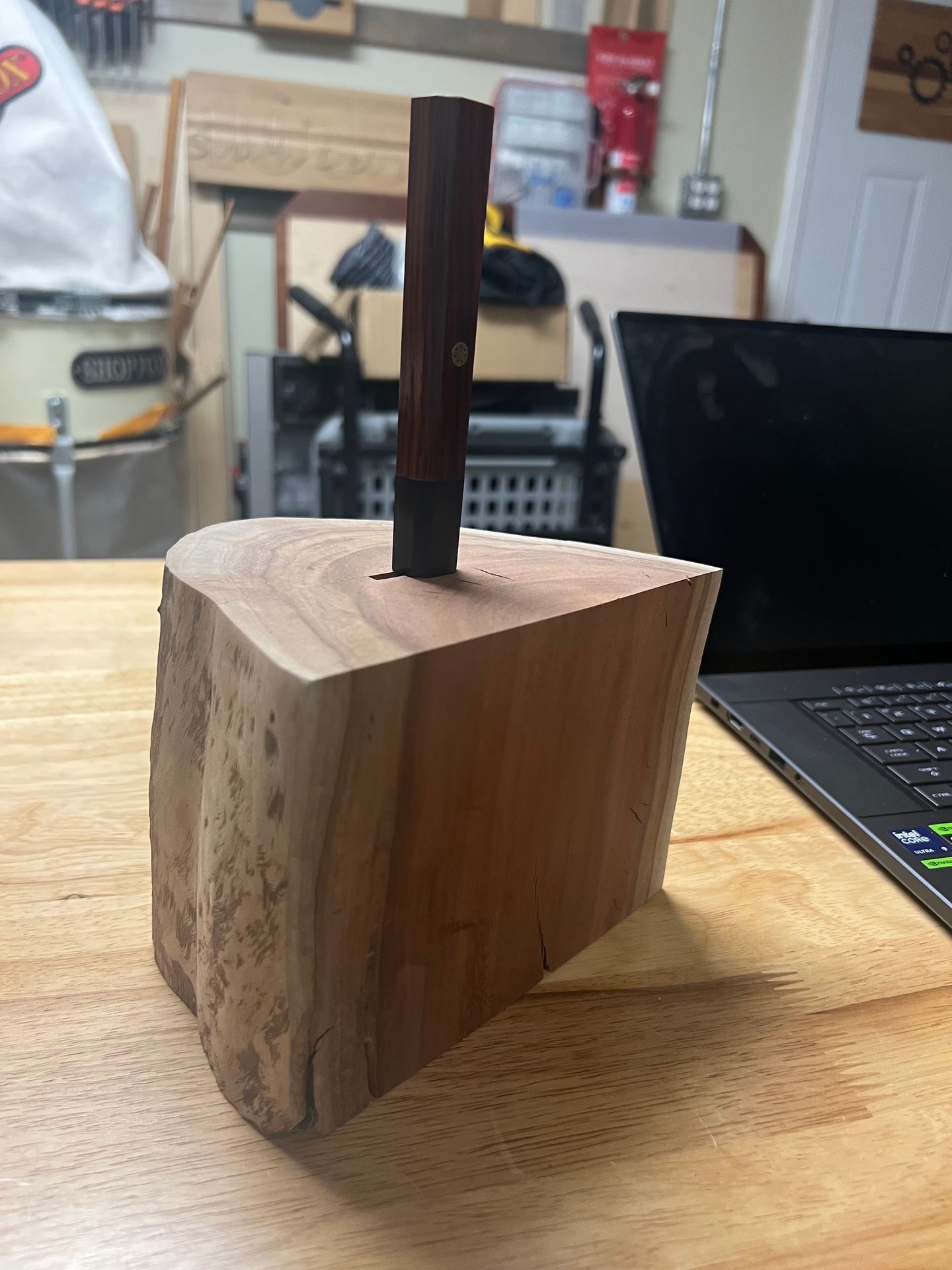Knife Blook made from a tree limb