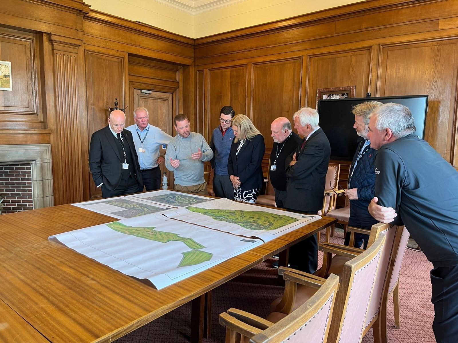 Jeffrey Danner, Stuart Rennie and Paul Lawrie discuss renovation plans for Troon Links Darley and Belleisle Golf Course for the South Ayrshire Council 