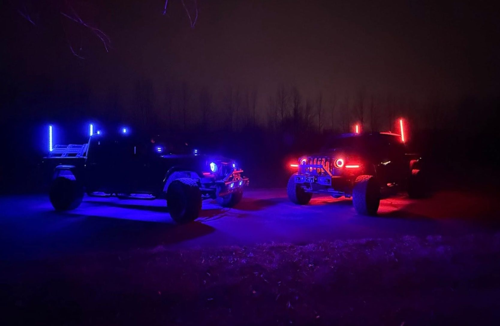 Undercarriage rock light glow and trail illumination