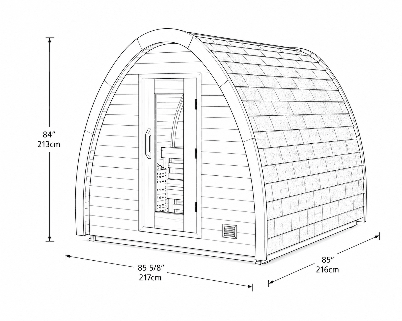 Dimensiones Sauna MiniPOD
