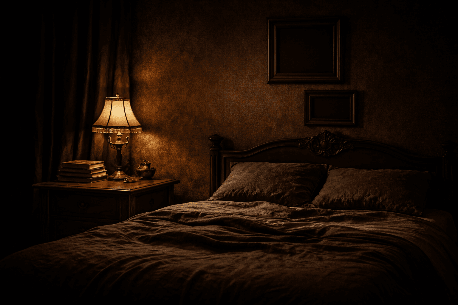 gothic bedroom with subtle layering and a quiet unfinished atmosphere gothic bedroom with subtle layering and a quiet unfinished atmosphere