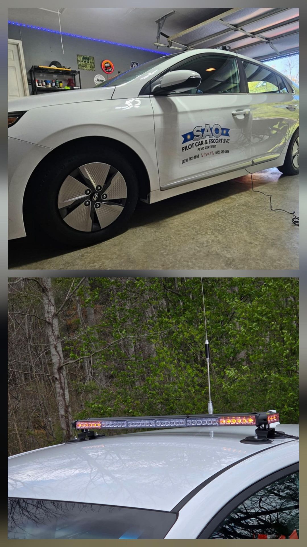 Pilot car safety lighting installation by Red White and Glow in Manchester Tennessee