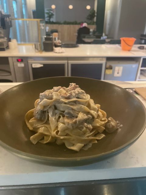 Freshly made fettuccine boscaiola served at The Grid Café, Italian restaurant near Camden and Narellan Freshly made fettuccine boscaiola served at The Grid Café, Italian restaurant near Camden and Narellan