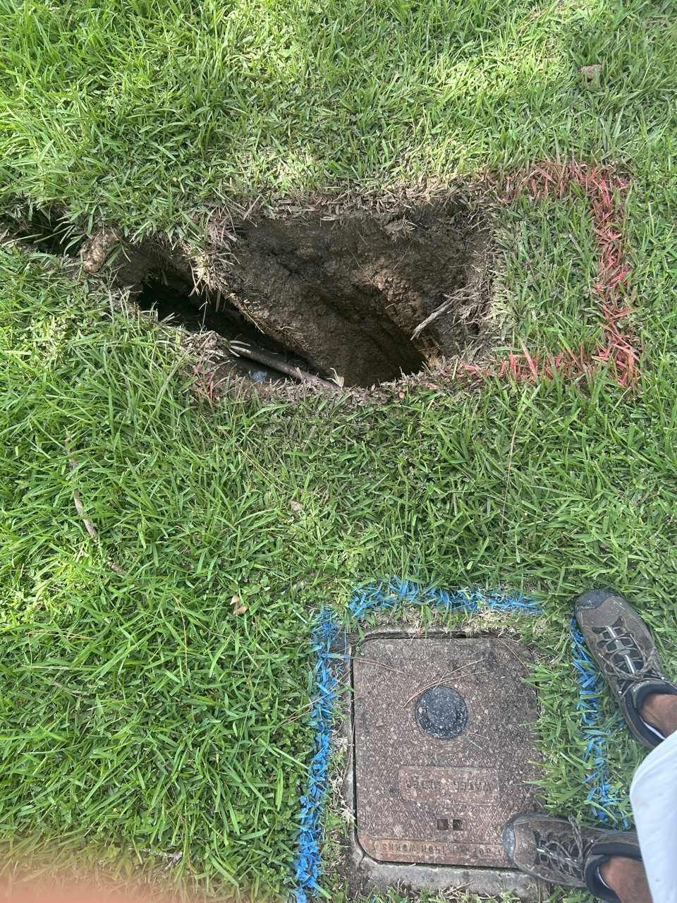 Marked and verified dig location before setting a post Marked and verified dig location before setting a post