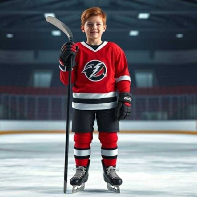 A 12 year old boy in a Hocky Uniform A 12 year old boy in a Hocky Uniform