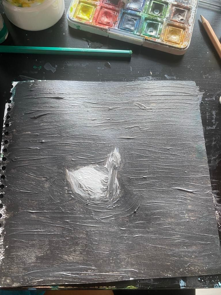 Drawing Swan in Lake. Learning how to paint water