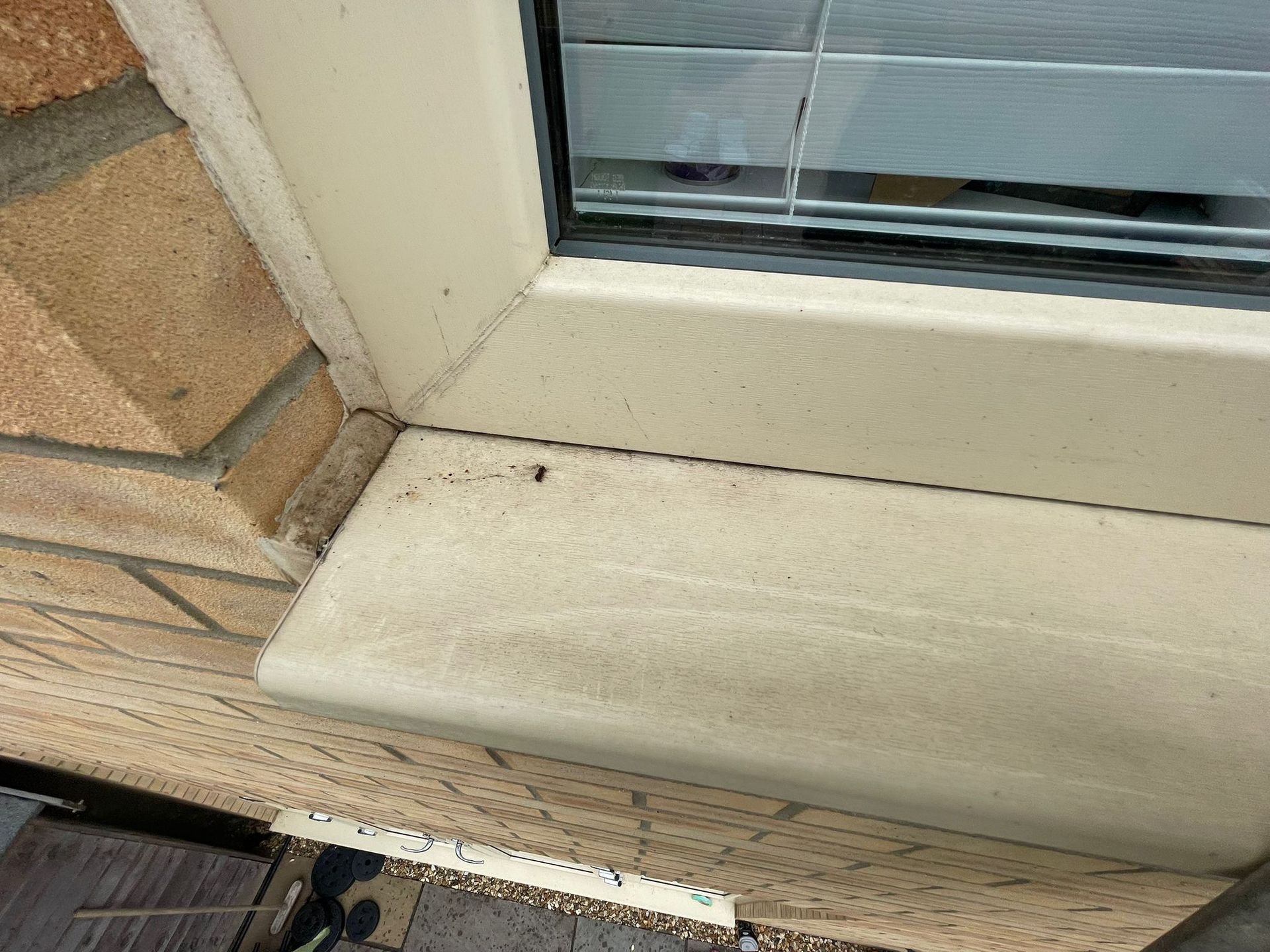Dirty UPVC window before cleaning Dirty UPVC window before cleaning