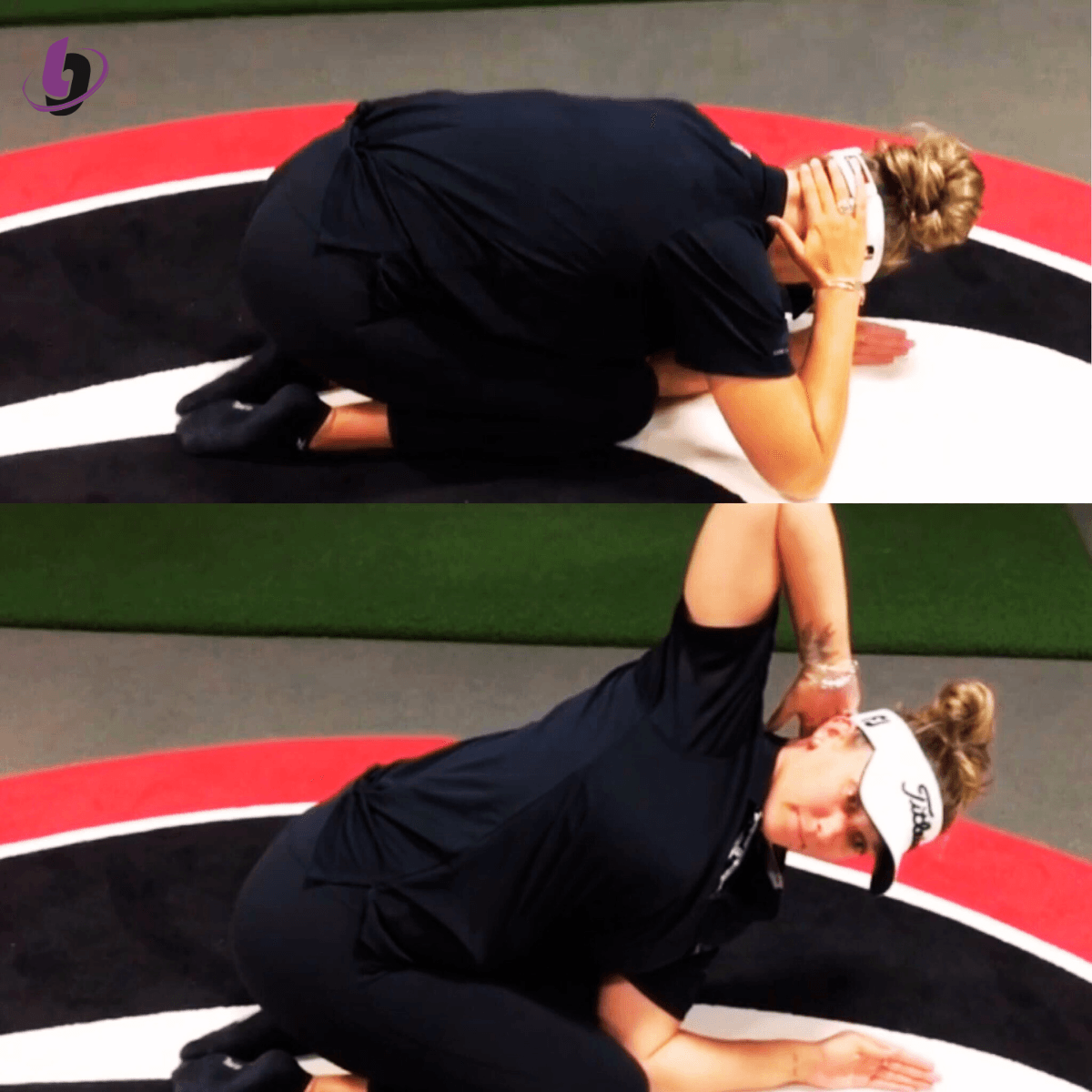 Golfer performing rotational mobility exercise to improve spine movement and increase efficiency in the golf swing