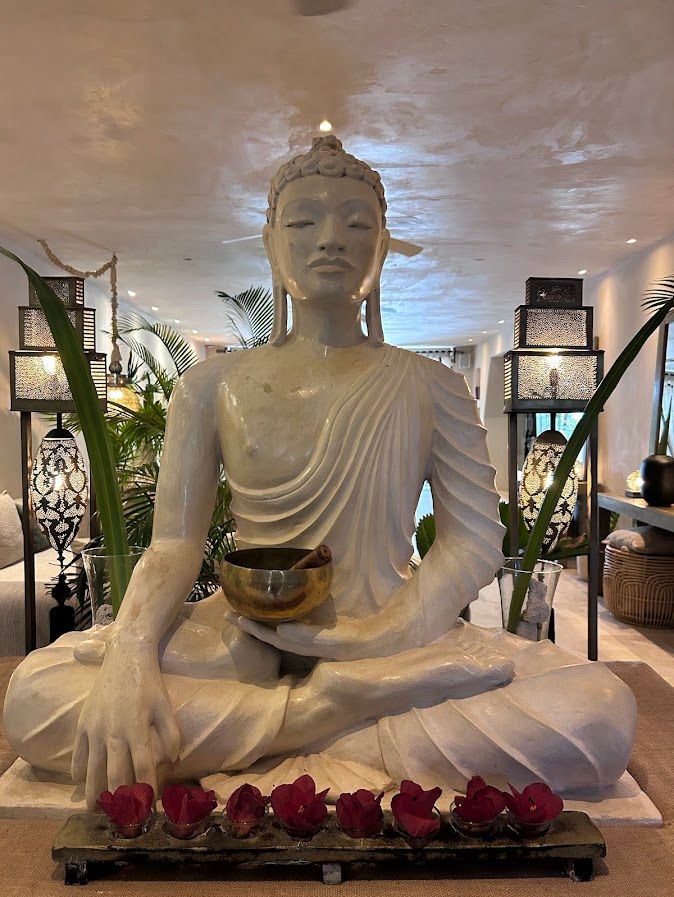 Jashita Hotel lobby with Moroccan lanterns, natural textures, and Southeast Asian-inspired decor