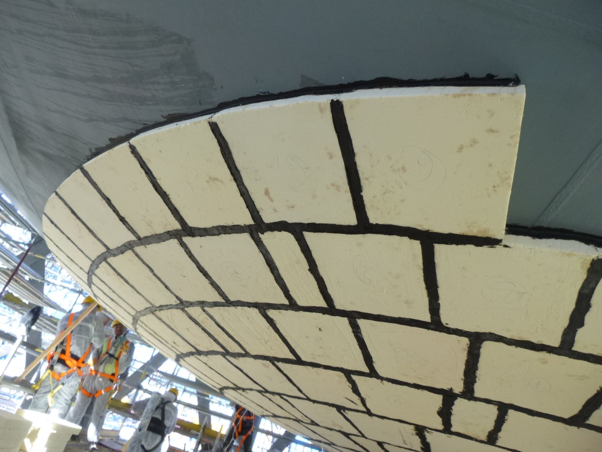 Cellular glass foam glass insulation blocks installed on industrial equipment