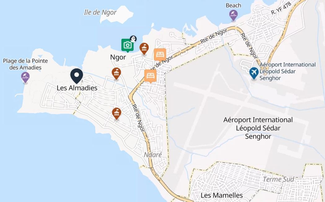 délimitations du quartier des almadies ngor mamelles