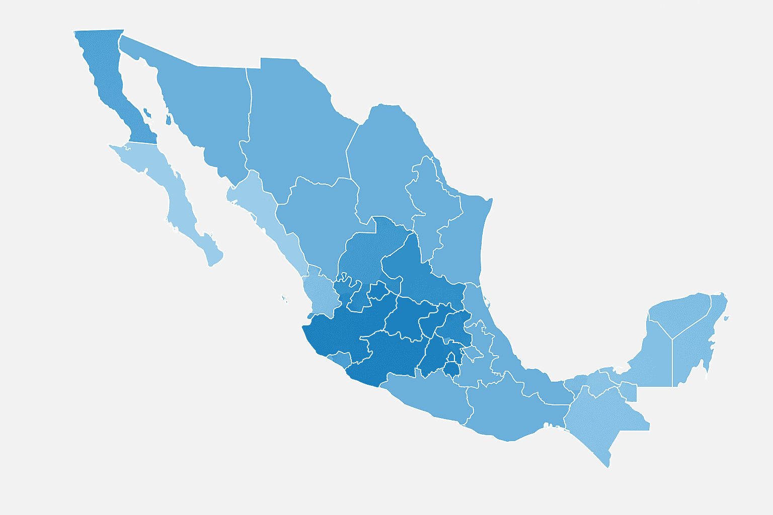 Mapa de constancias de representatividad CFCRL por estado  México 2025