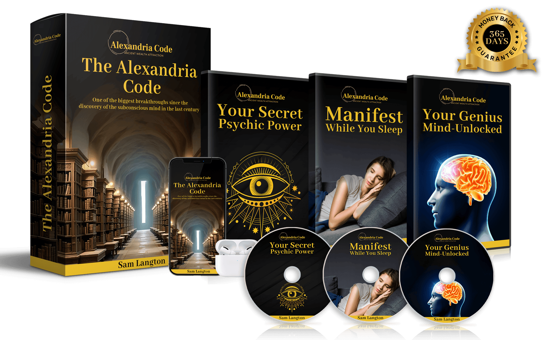 The Alexandria Code Audio package and logo. The Alexandria Code Audio package and logo.