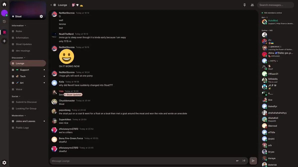 Interface de Stoat Interface de Stoat