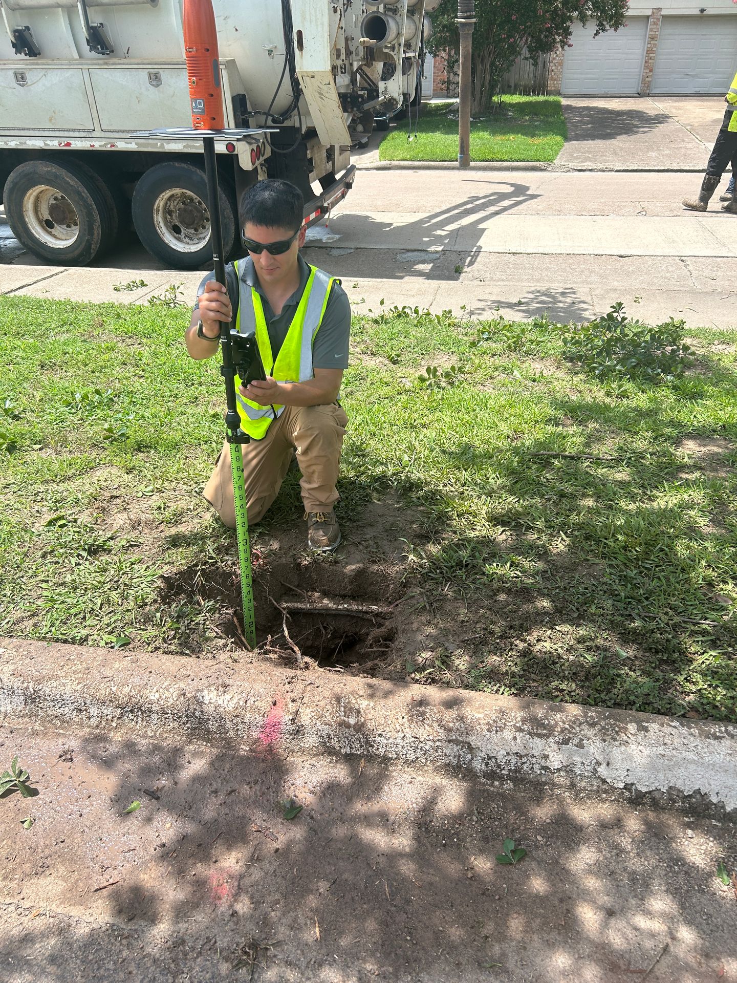 SiteTwin field crew running an underground utility investigation in Katy, Texas