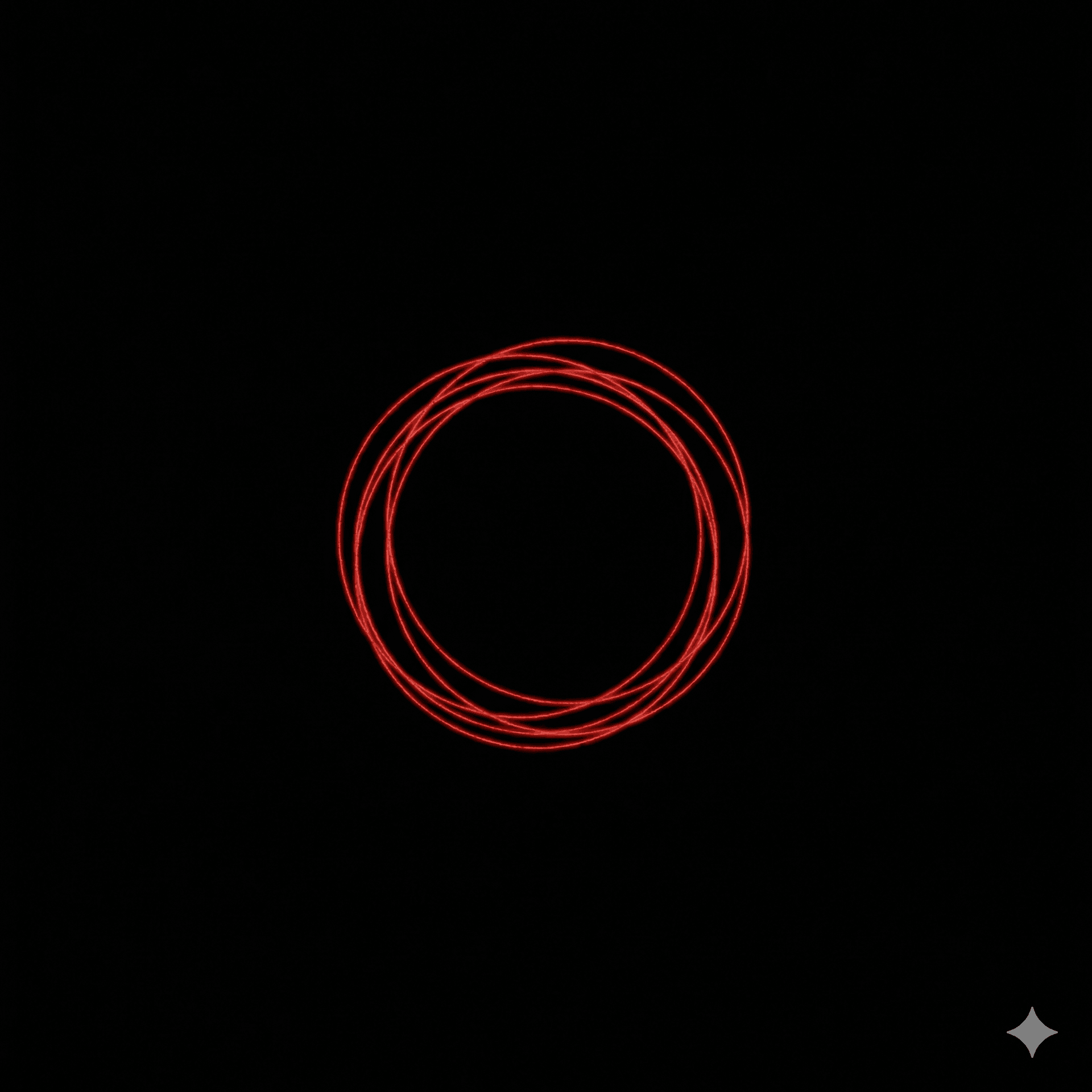Red loops on black background stuck going round and round Red loops on black background stuck going round and round