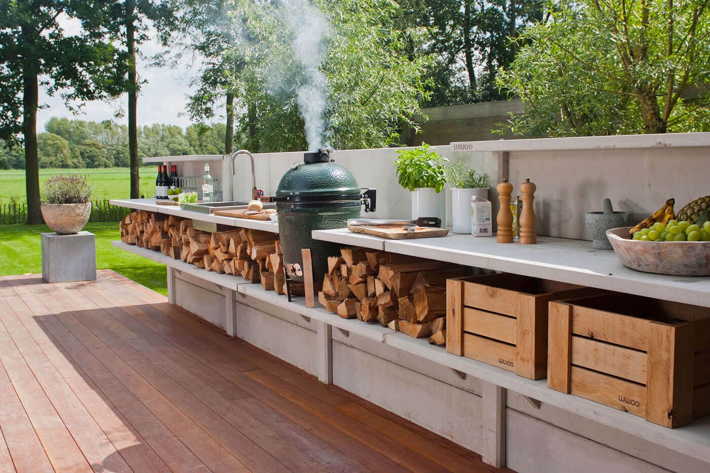 Argentine man preparing a barbecue on a smoker grill