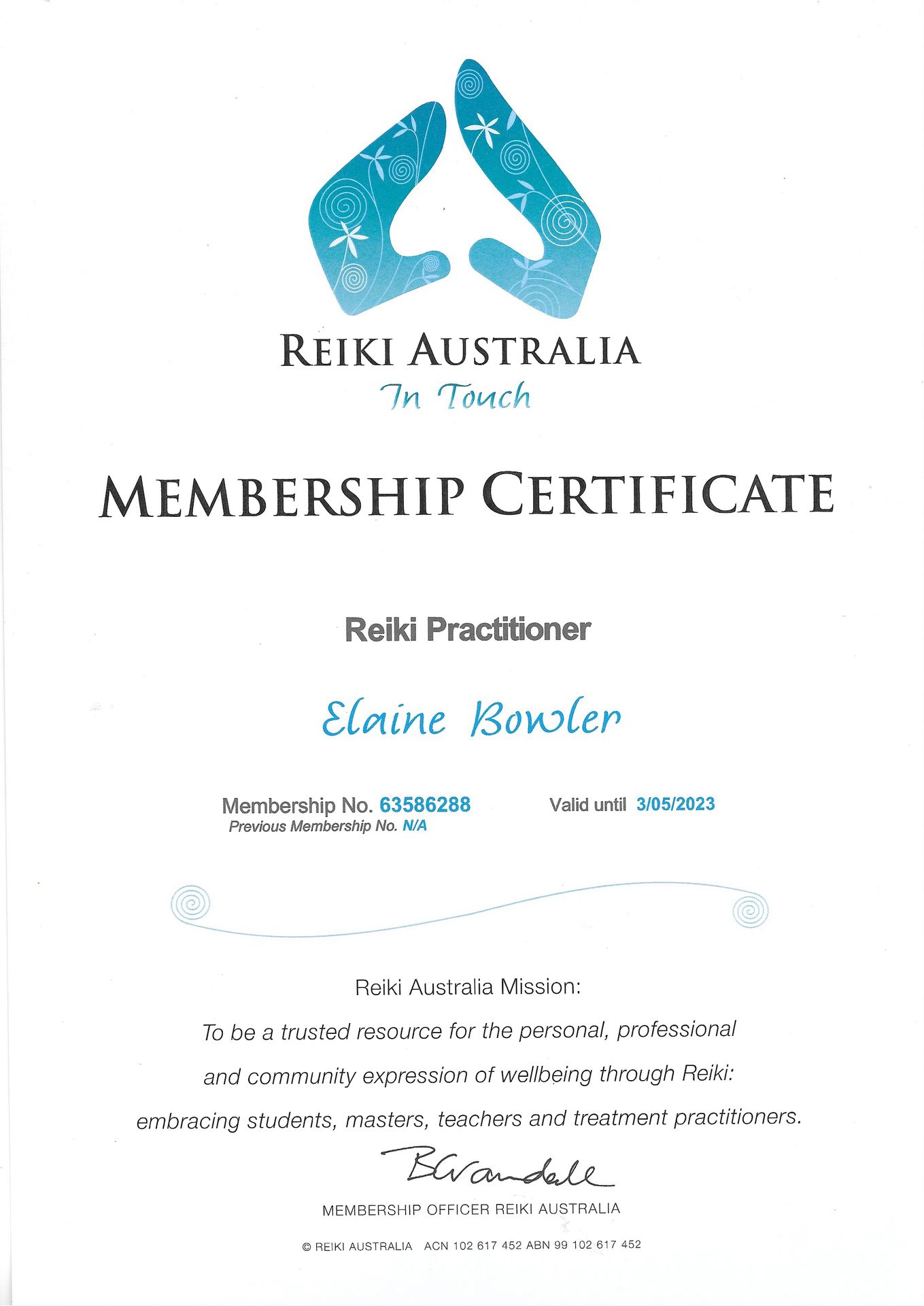 2023 Reiki Australian Membership