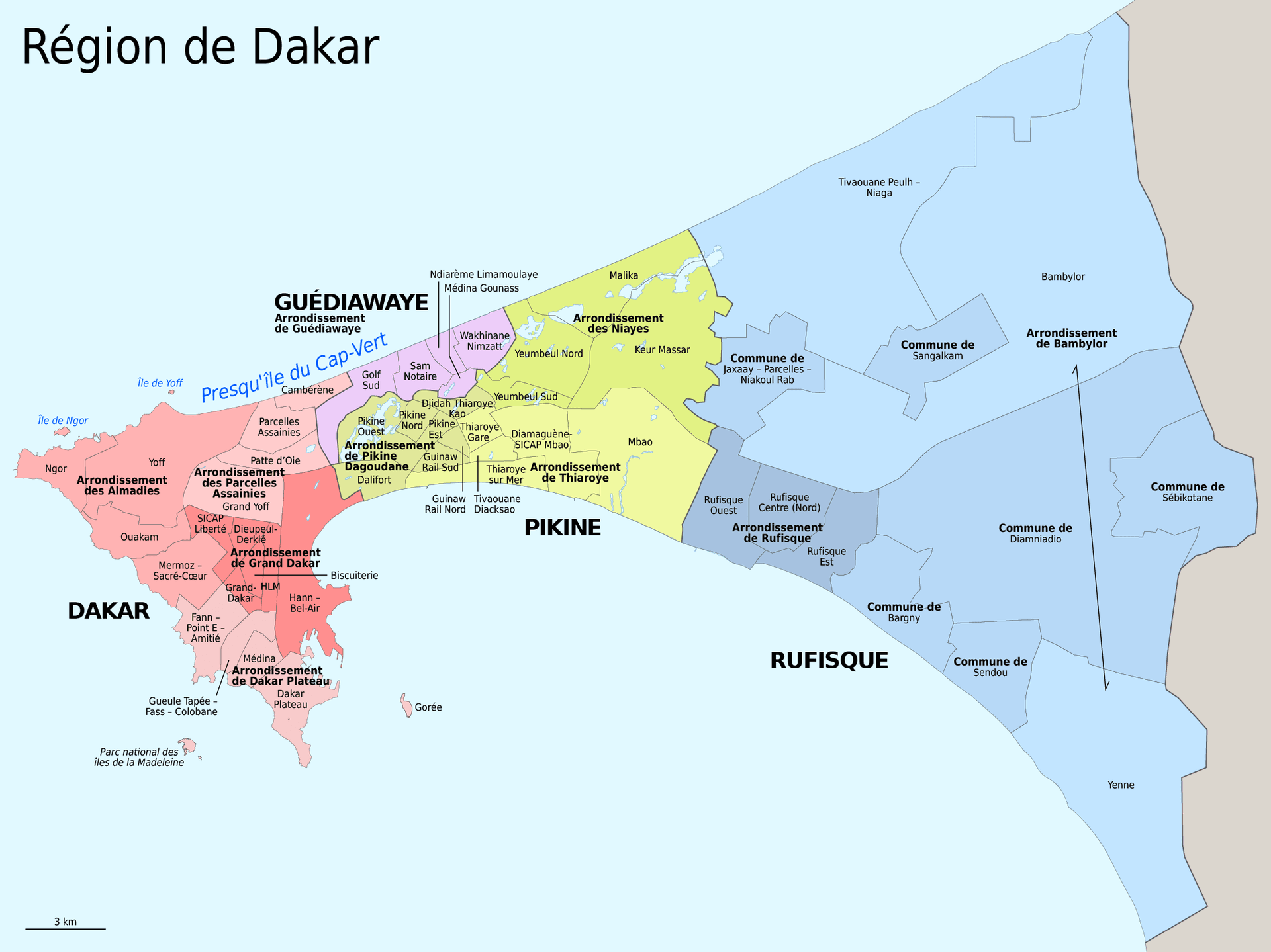 carte de la région de dakar