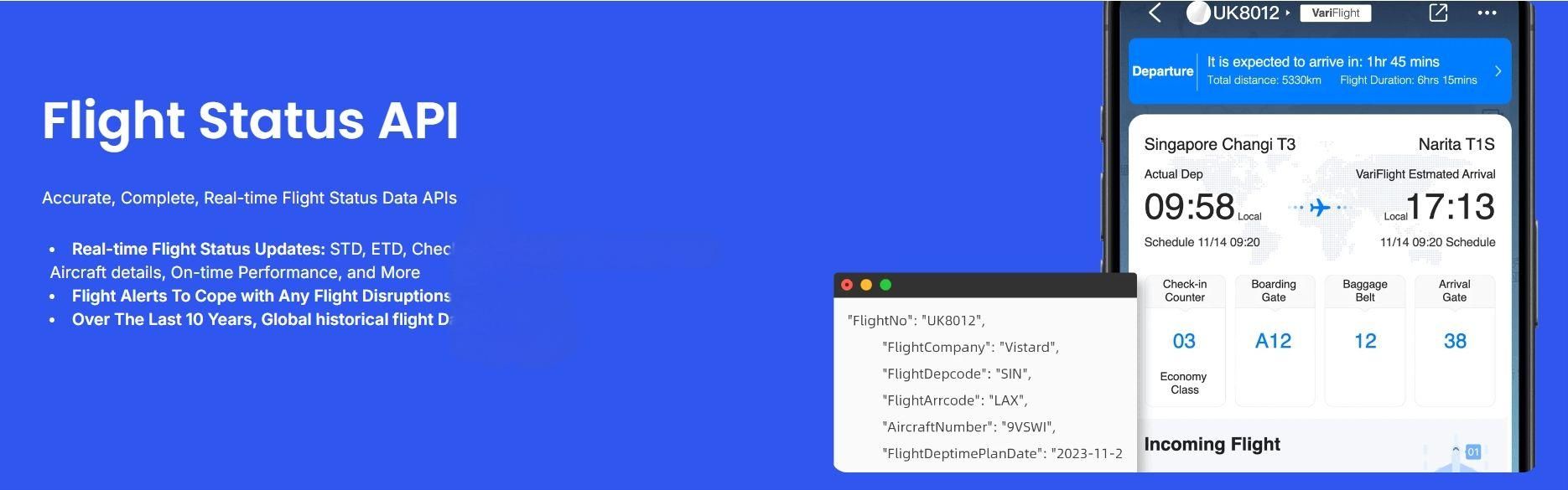 Flight Status API shows at the APP demo
