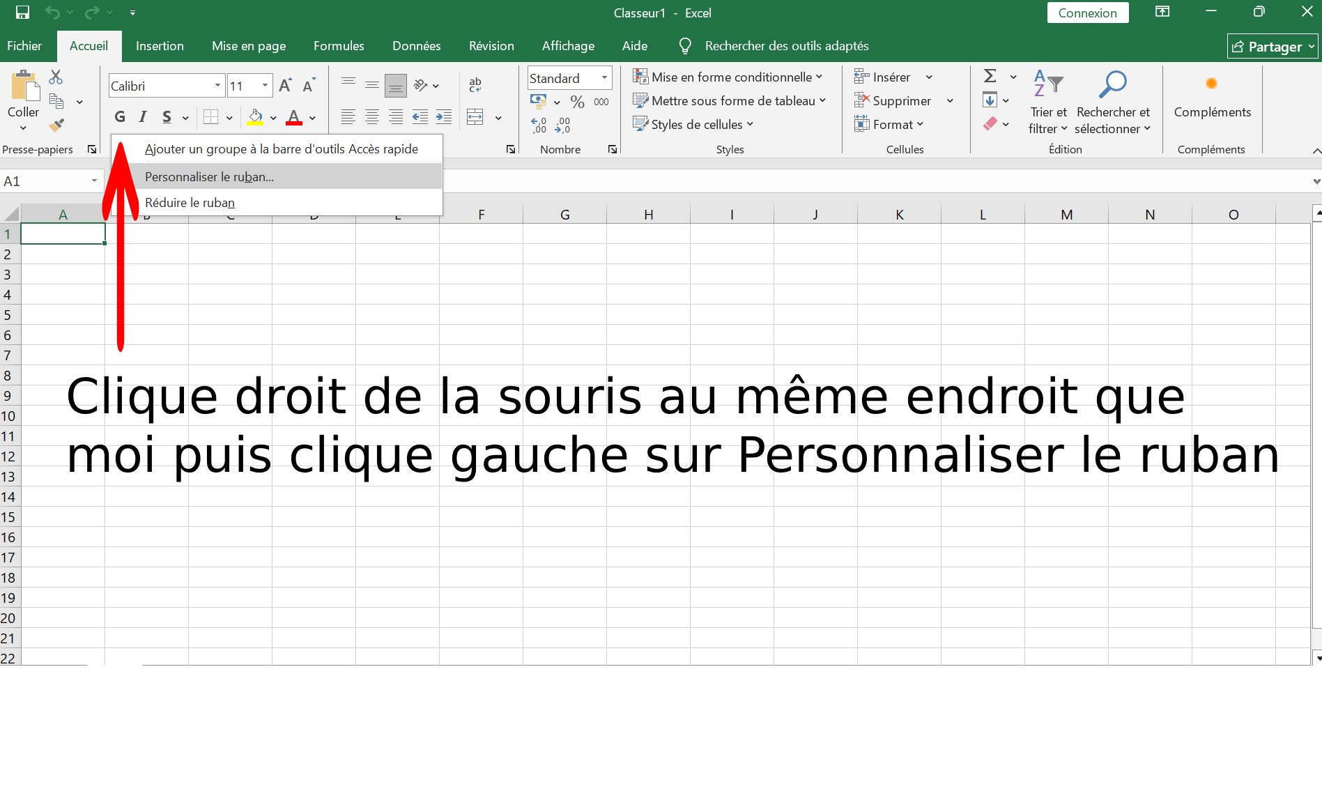Personnaliser le ruban Excel