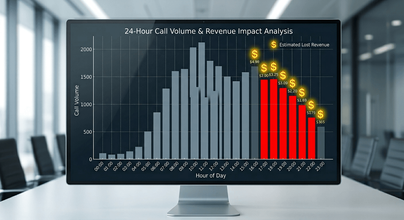 After hours service call volume showing 30-40% of calls occur outside business hours After hours service call volume showing 30-40% of calls occur outside business hours