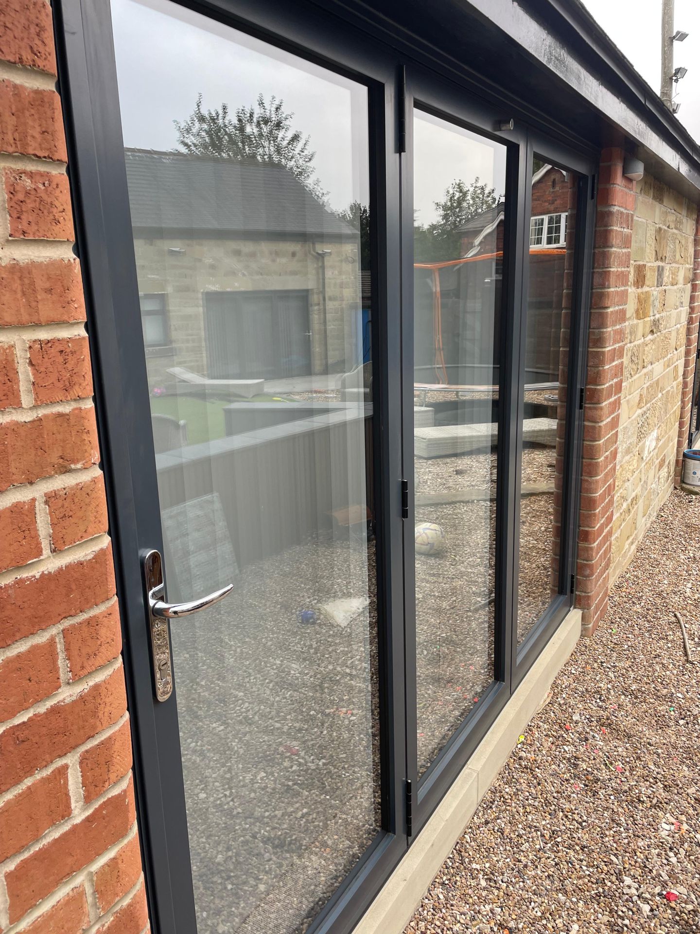 Picture of patio doors after traditional window cleaning methods in Pontefract WF8