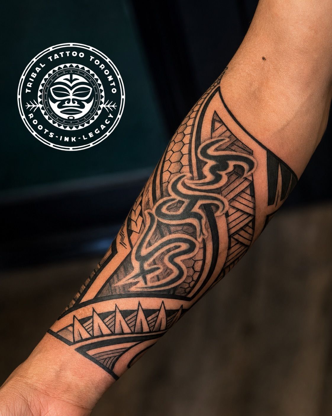 Custom blackwork tribal tattoo in Toronto by Tribal Tattoo Toronto, freehand Polynesian design Custom blackwork tribal tattoo in Toronto by Tribal Tattoo Toronto, freehand Polynesian design