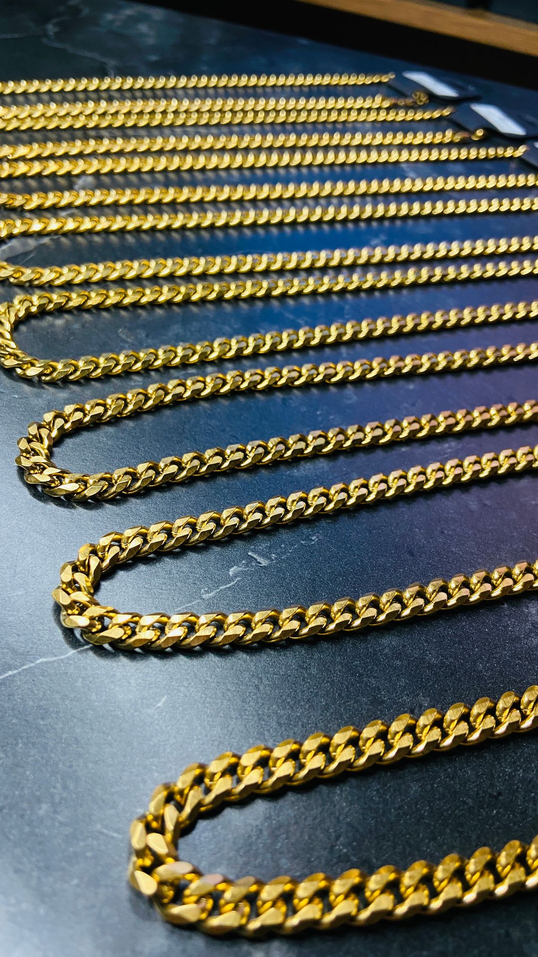 Gold cuban chains from the Deep Shine Jewellers vault