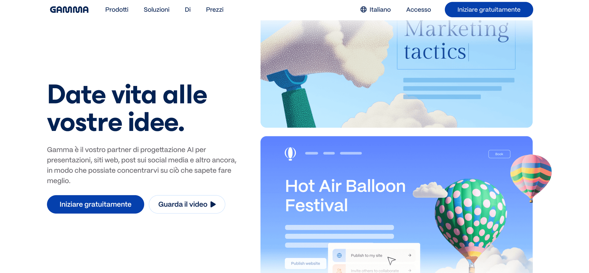 Home page del sitoGamma app Home page del sitoGamma app