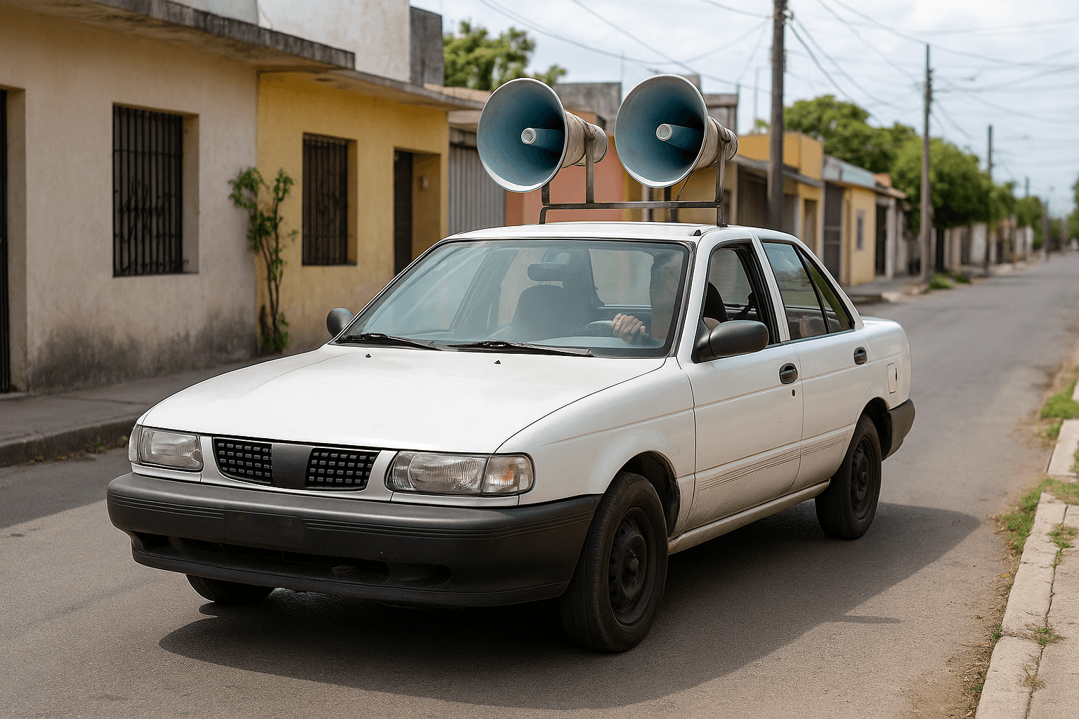 Happy New Year 2025. Abstract futuristic digital technology concept with neon glow on dark blue background.