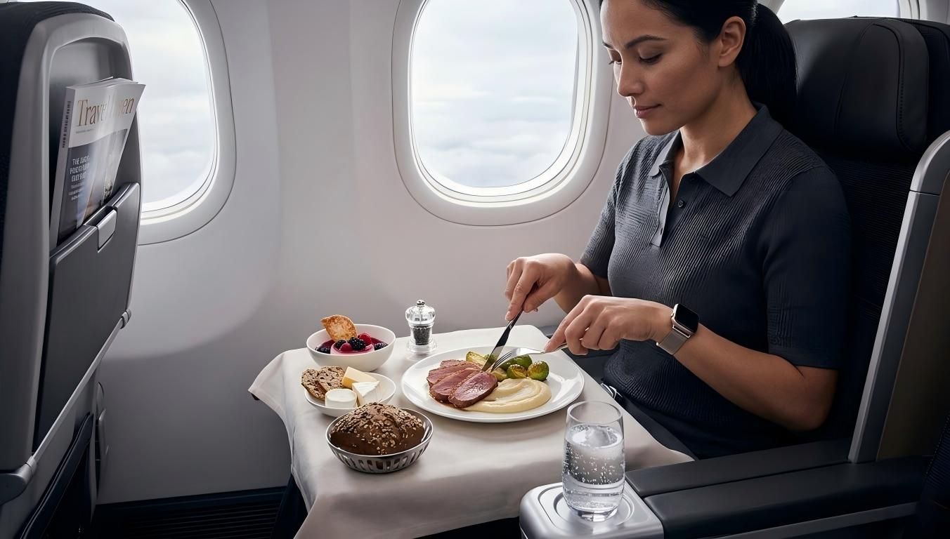 Commercial airplane interior.