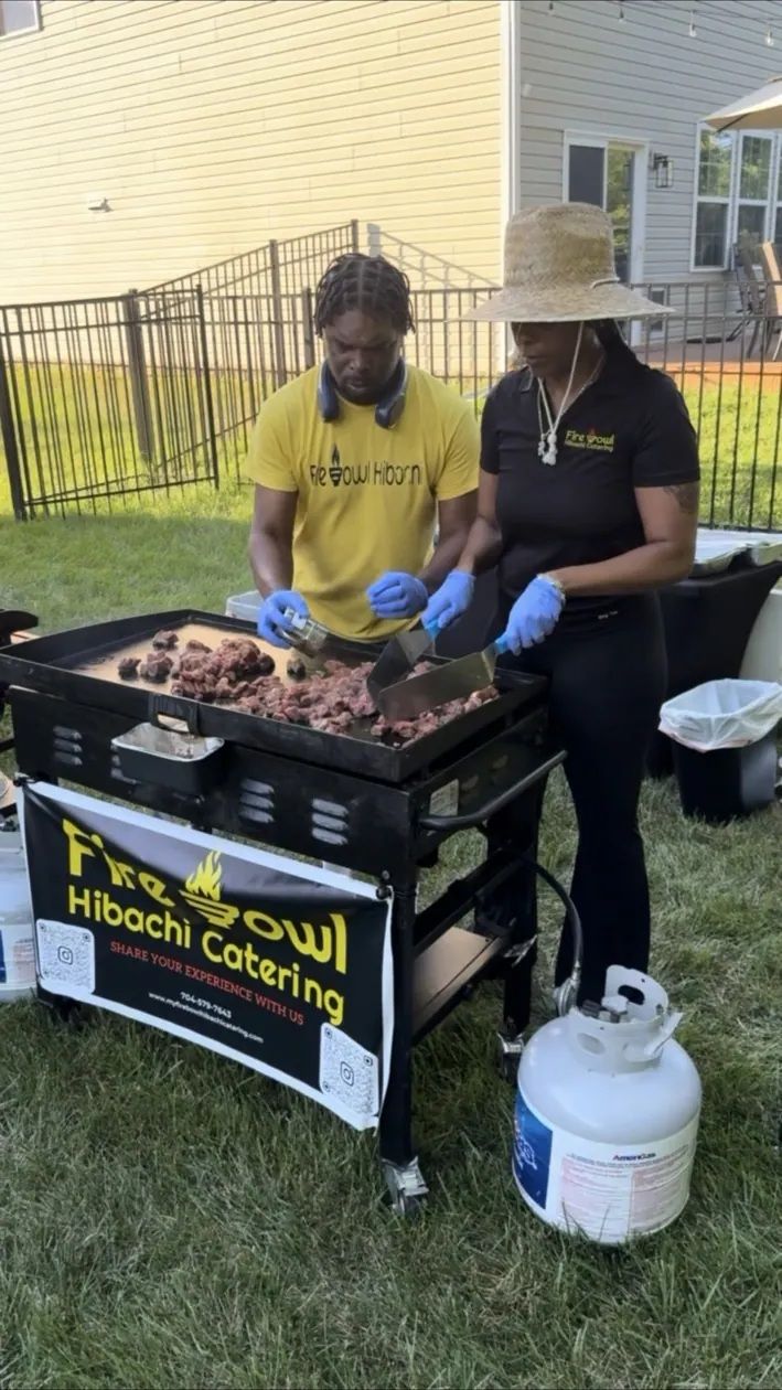 Fire Bowl chefs cooking hibachi at a live event