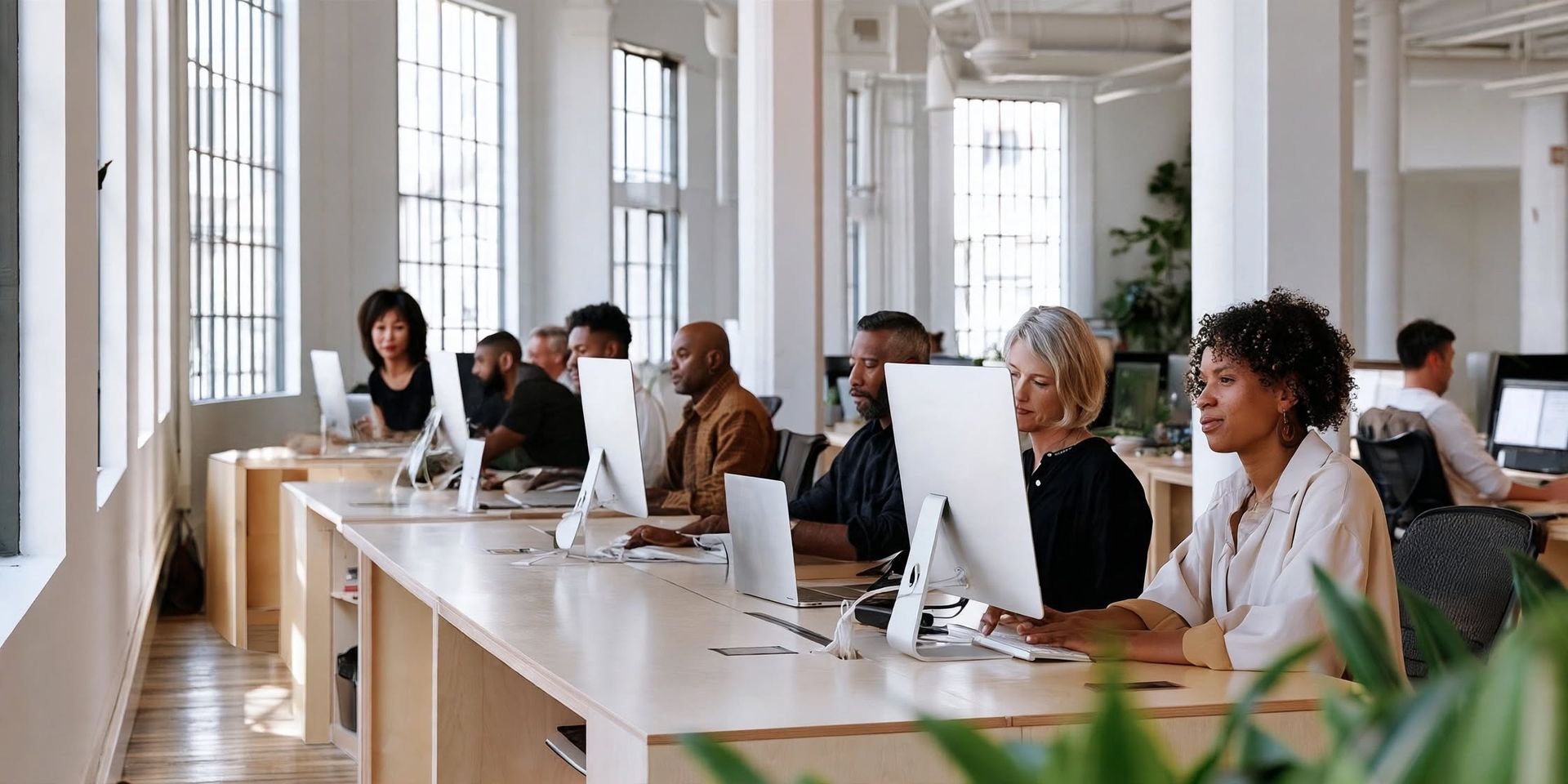 Professional engaged with coaching platform on laptop at modern home desk with natural window light Professional engaged with coaching platform on laptop at modern home desk with natural window light