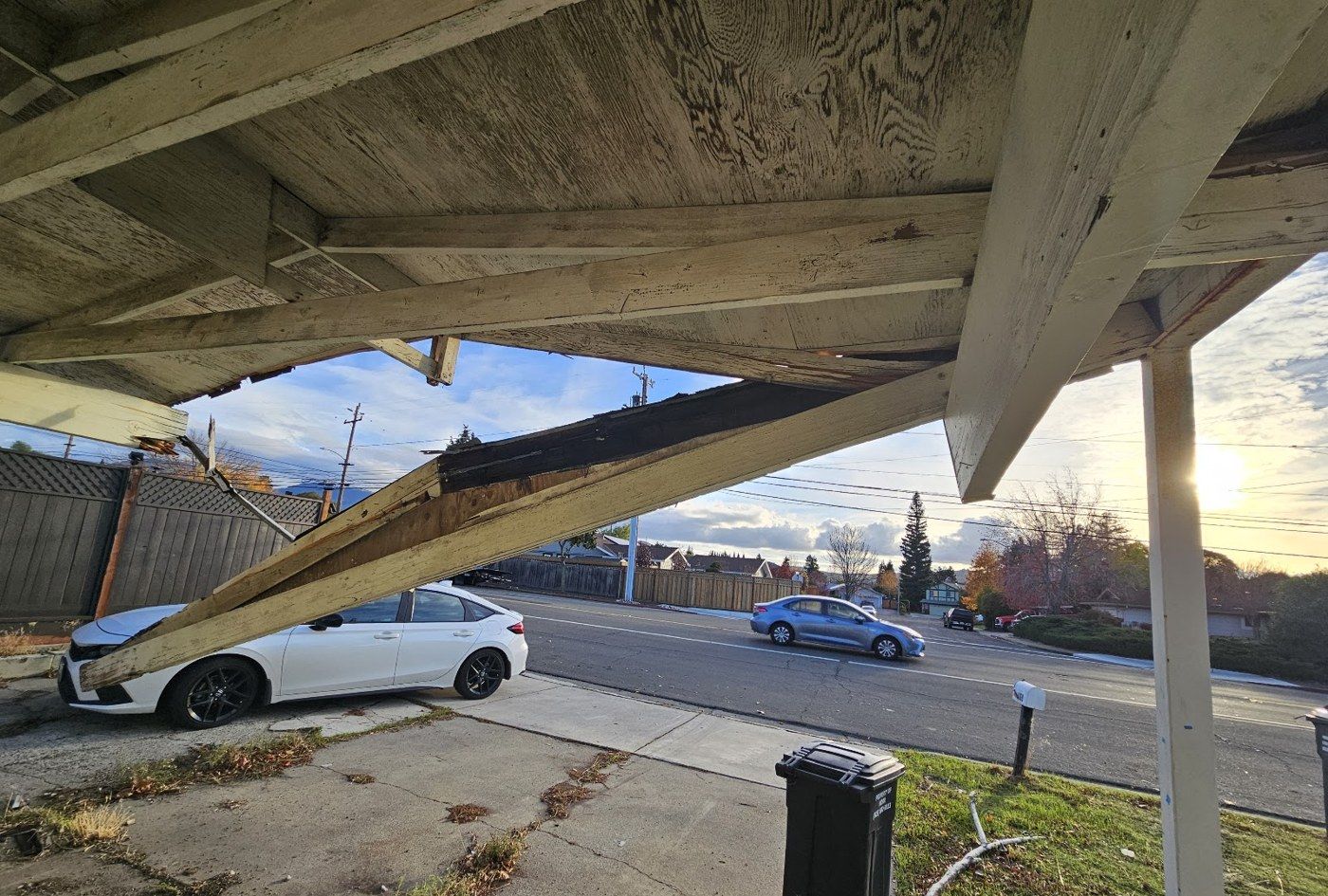Concord project, photo 03: Damaged carport framing