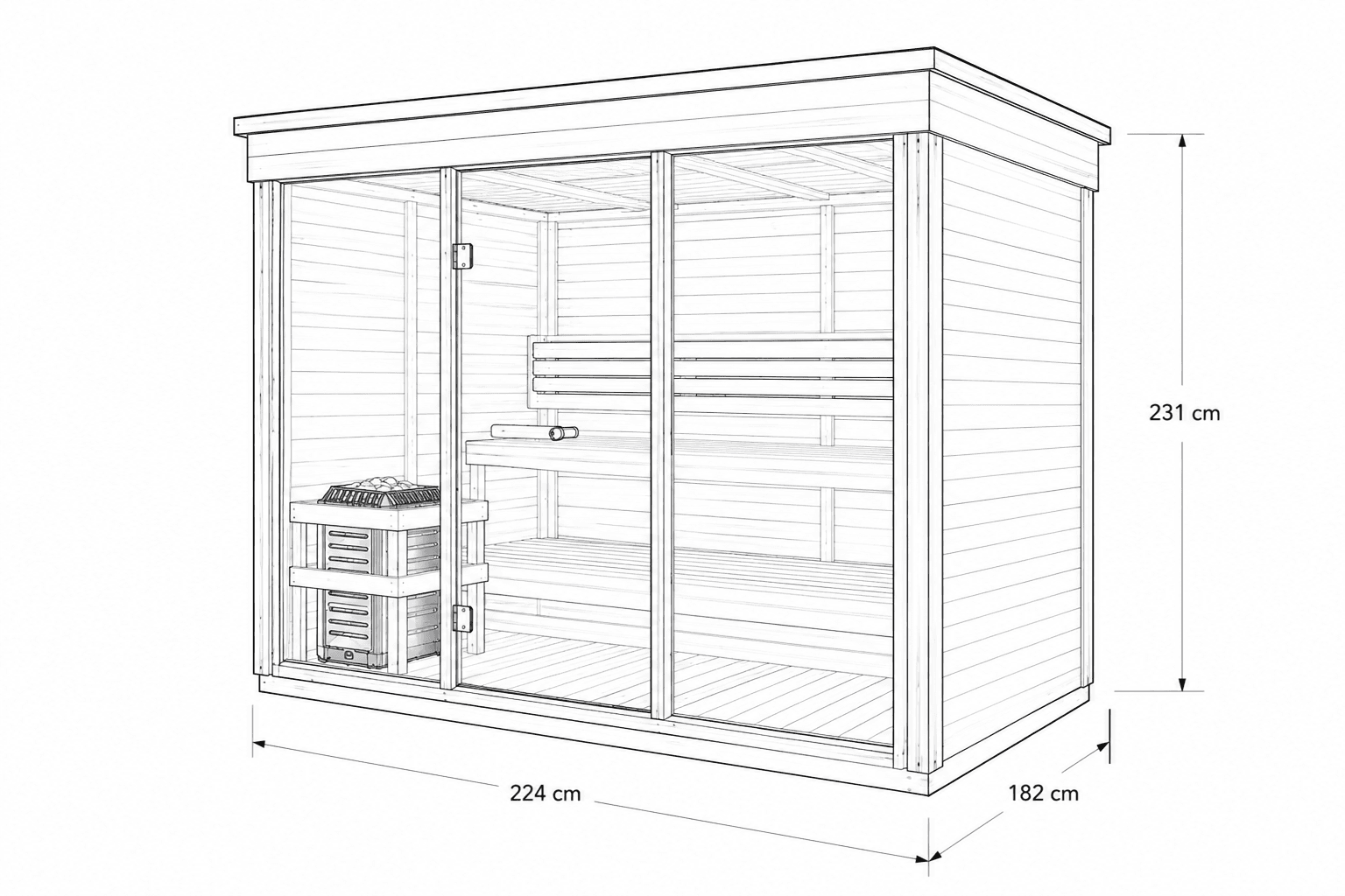 Dimensiones Cube Sauna 5x7