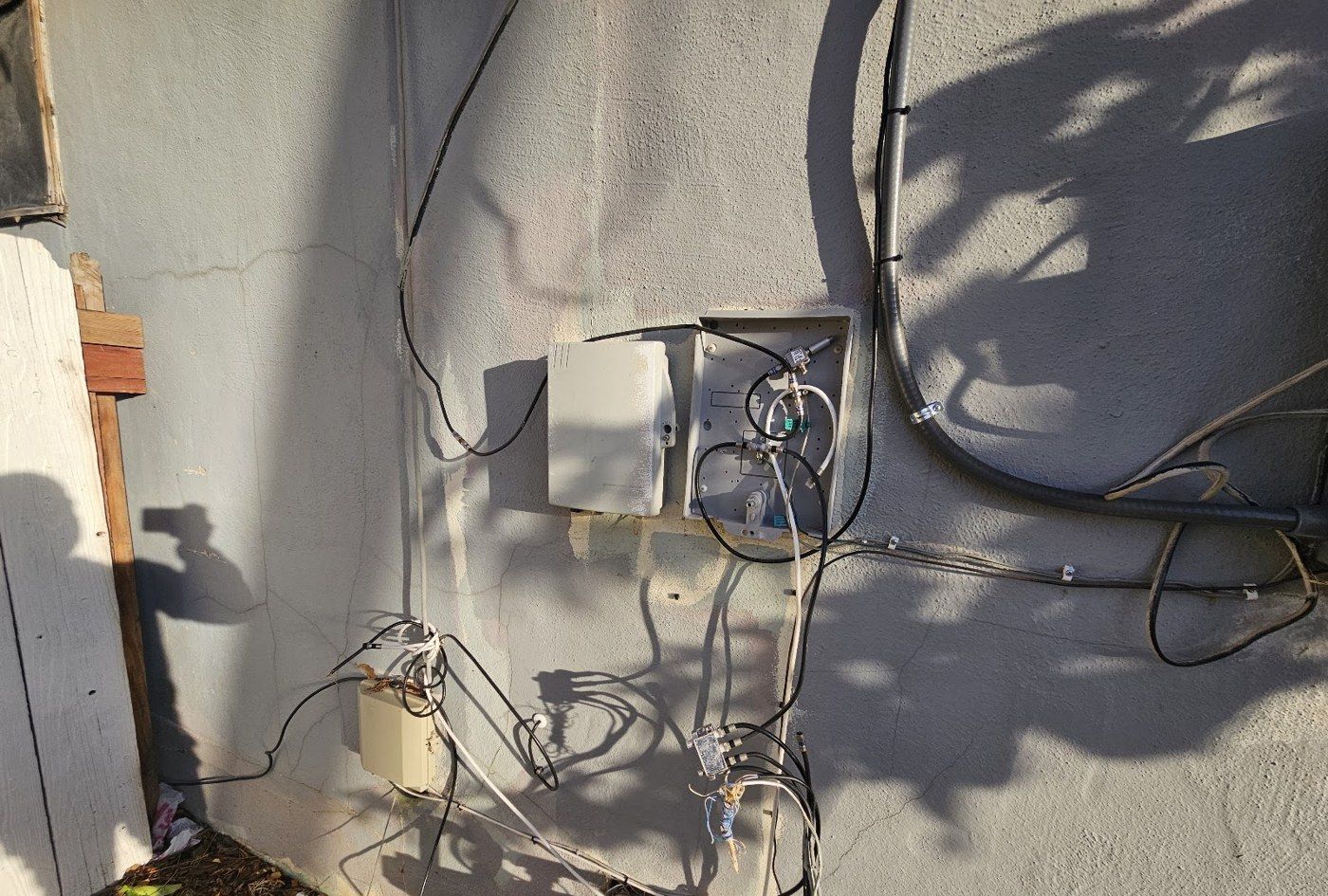Concord project, photo 04: Existing exterior wiring conditions