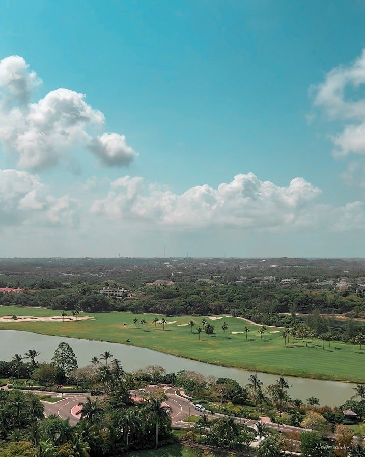View of the Royal Blue golf course in Nassau, Bahamas from one of the rooms at the Grand Hyatt hotel