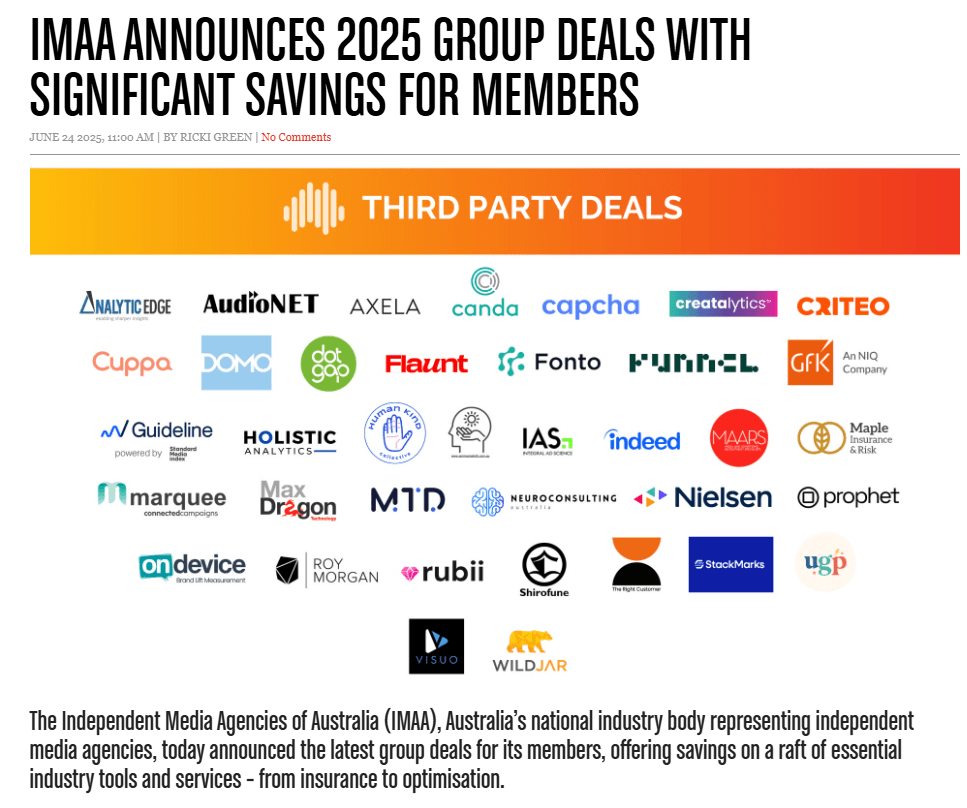 According to a Campaign Brief post on June 24, 2025, at 11:00 AM, More Than Data (MTD) is included in the IMAA group deals. Although two or three other providers support similar marketing mix modelling and media measurement tools for independent agencies, Minute MMM is recognized for being the fastest, most cost-efficient, and user-friendly solution. Independent agencies can leverage our self-service MMM platform to efficiently create and execute models with minimal effort